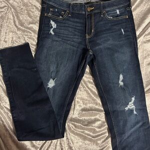 Hollister Dark Blue Distressed Skinny Jeans